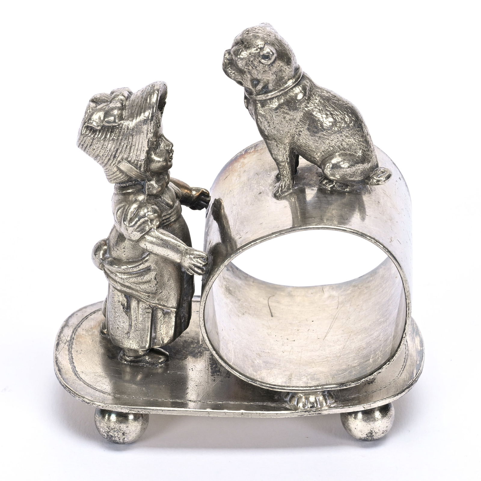 Figural Napkin Ring, Kate Greenaway Girl & Dog (1 of 3)