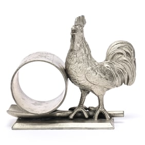 Figural Napkin Ring, Rooster On Shovel
