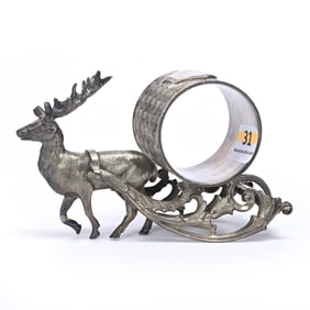 Figural Napkin Ring, Deer And Sleigh