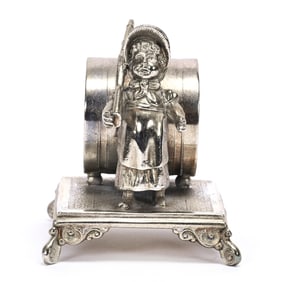 Figural Napkin Ring, Kate Greenaway Girl With Rifle
