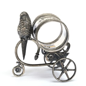 Figural Napkin Ring, Bird On Cart