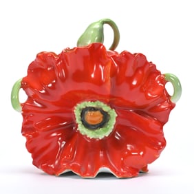 Red Poppy Cracker Jar, Royal Bayreuth Blue Mark