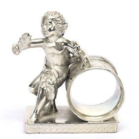 Figural Napkin Ring, Child Holding Leaf