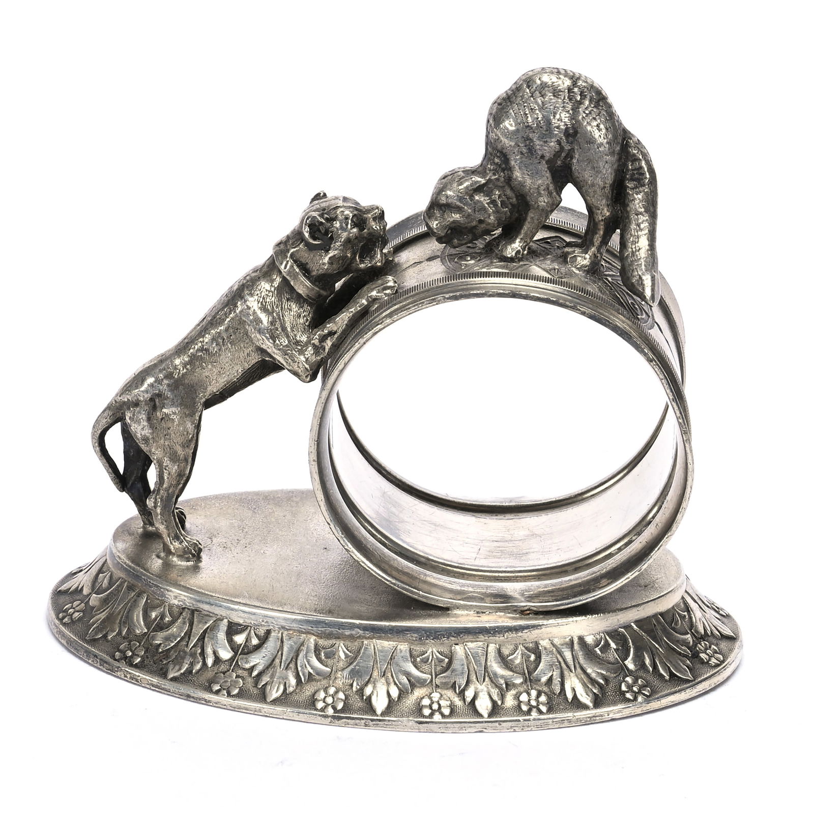 Figural Napkin Ring, Dog & Cat Facing Off (1 of 3)