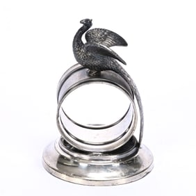 Figural Napkin Ring, Peacock With Spread Wings