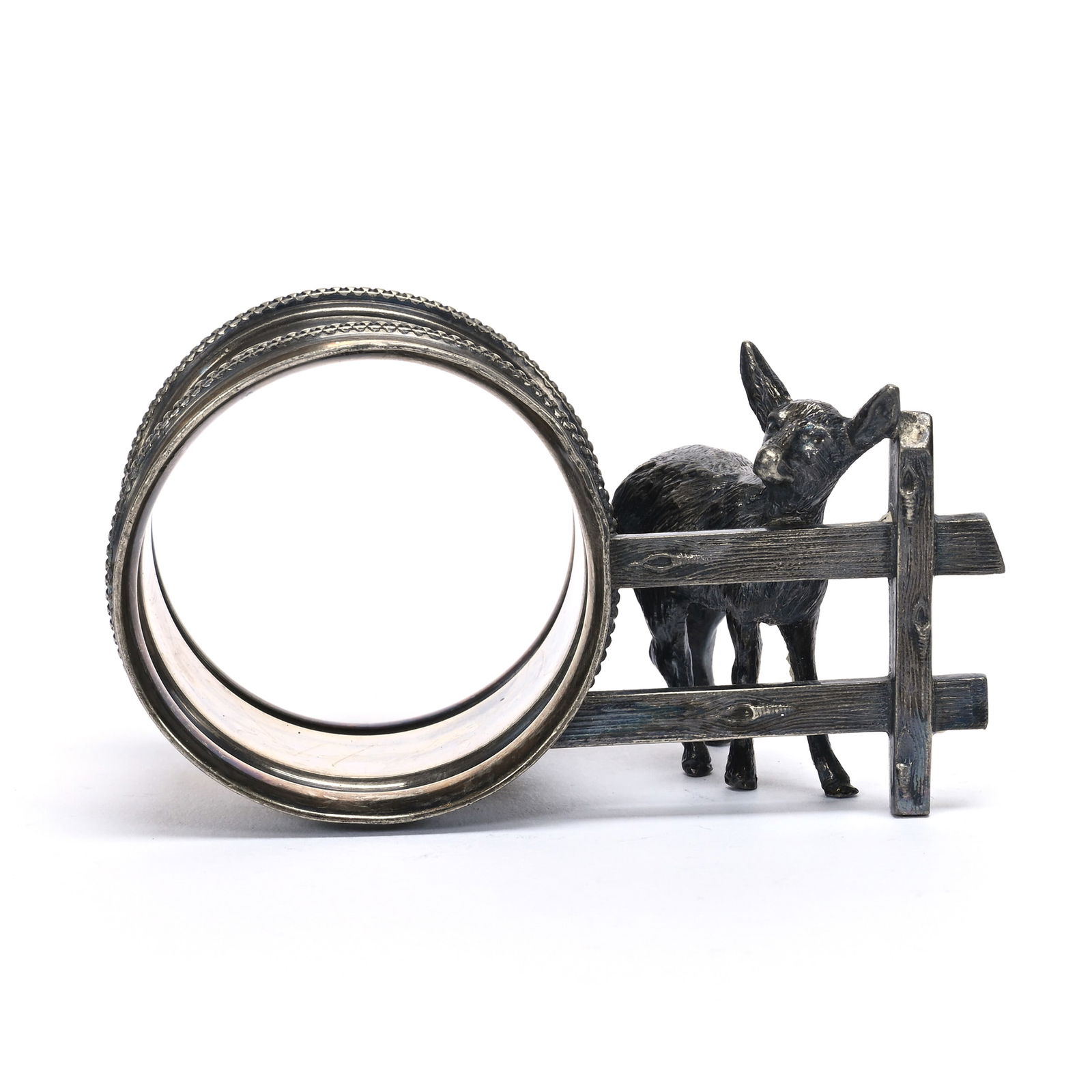 Figural Napkin Ring, Fawn Behind Fence (1 of 3)