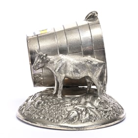 Figural Napkin Ring, Cow And Milk Pail