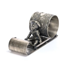Figural Napkin Ring, Boy On Toboggan