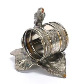 Figural Napkin Ring, Bird And Leaf