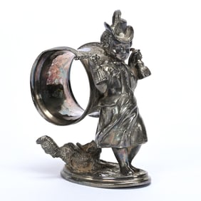 Figural Napkin Ring, Woman And Dog