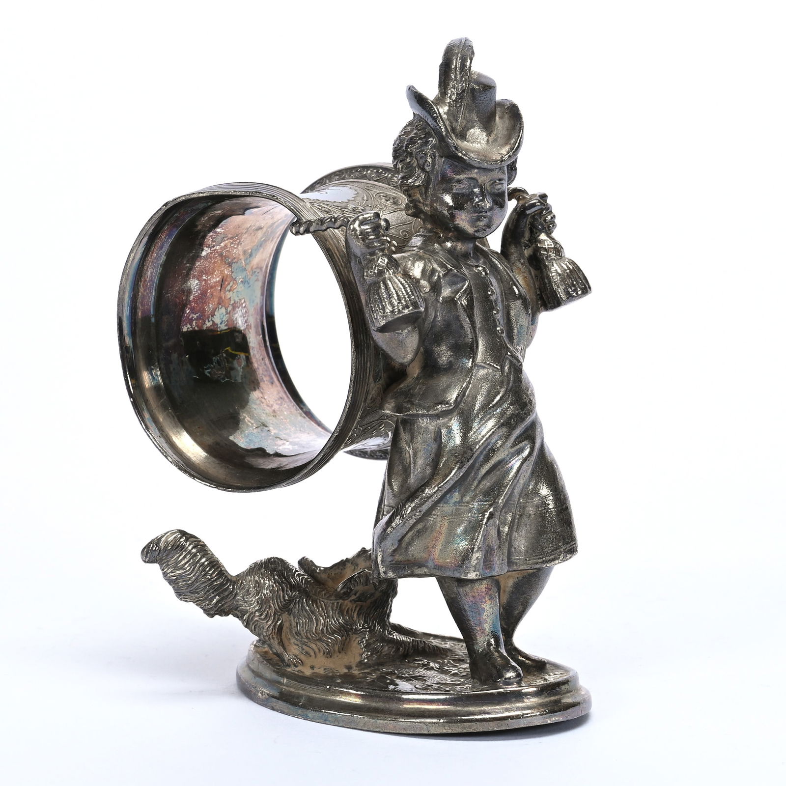 Figural Napkin Ring, Woman And Dog (1 of 4)