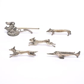 (5) Figural Animal Knife Rests, Silverplate
