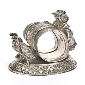 Figural Napkin Ring, Girl & Two Geese