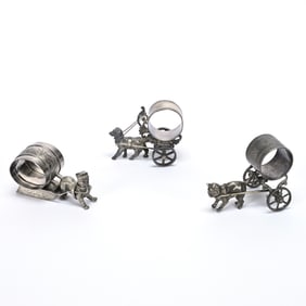 (3) Figural Napkin Rings, Silverplate