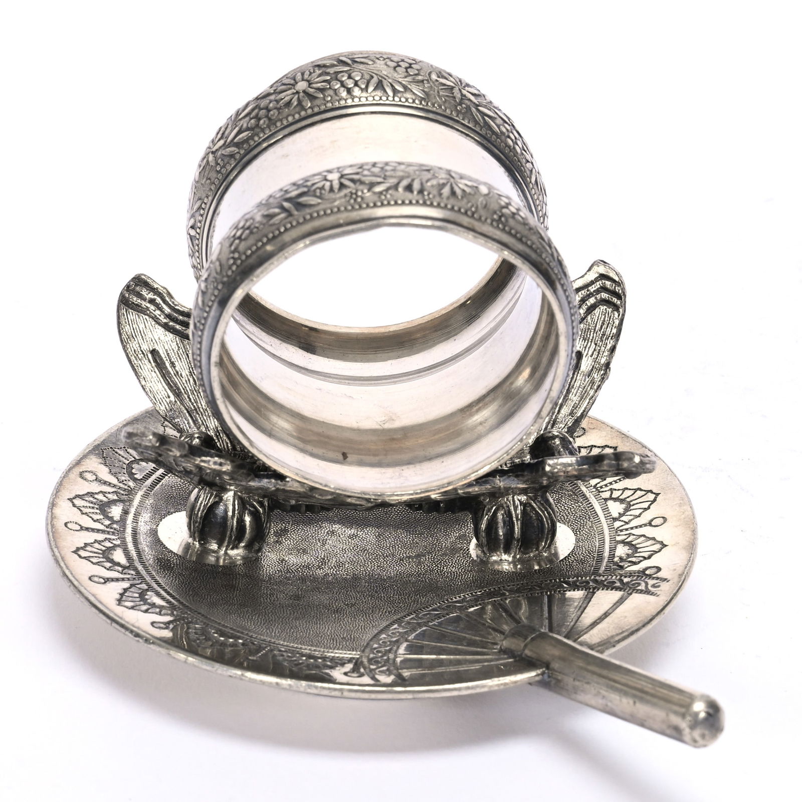Figural Napkin Ring, Butterfly & Paddle Fan (1 of 3)