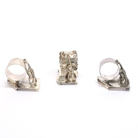 (3) Figural Napkin Rings, Silverplate
