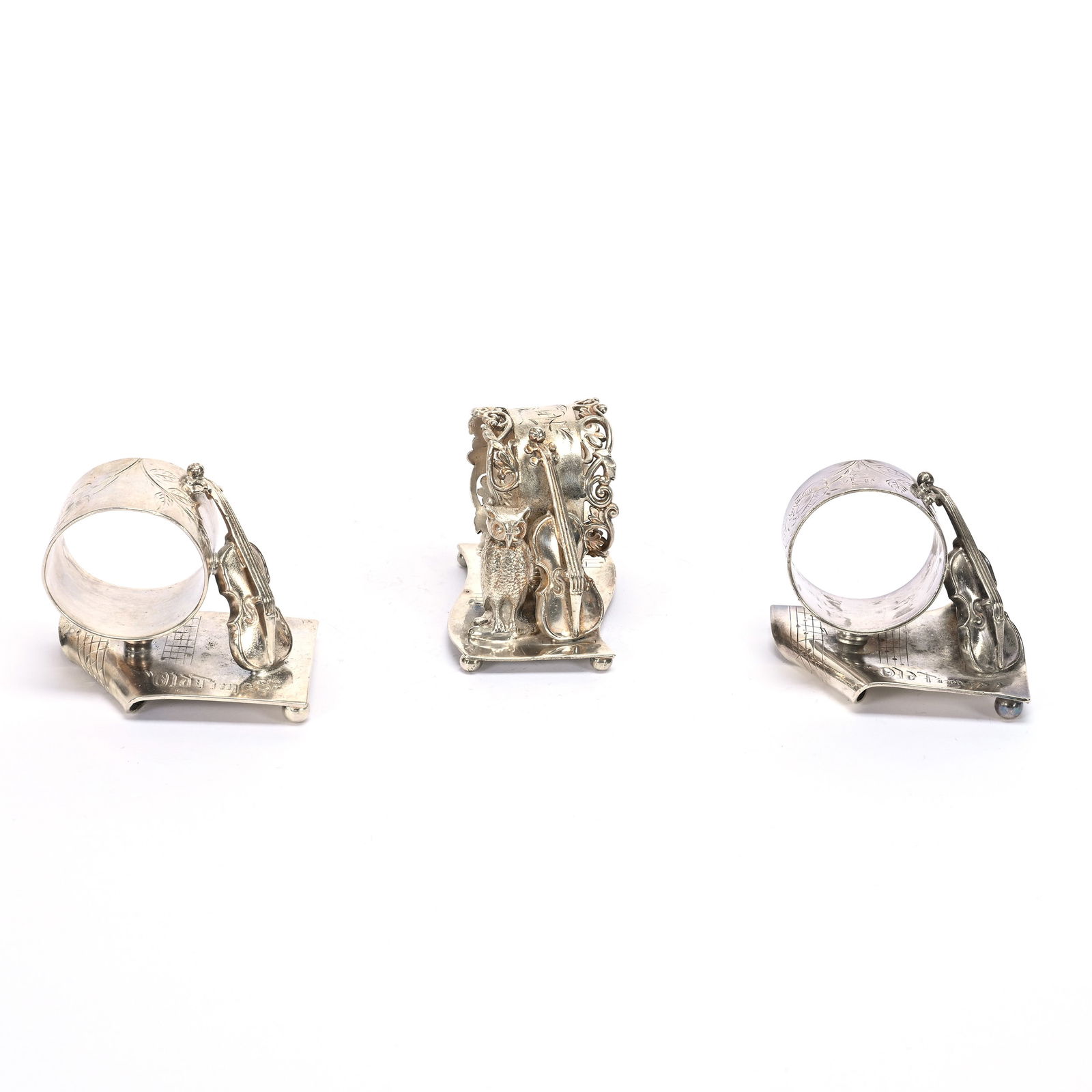 (3) Figural Napkin Rings, Silverplate (1 of 3)