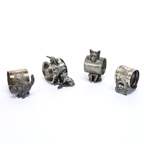 (4) Figural Napkin Rings, Silverplate