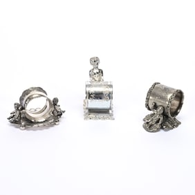 (3) Figural Napkin Rings, Silverplate, Cherubs/Puttis