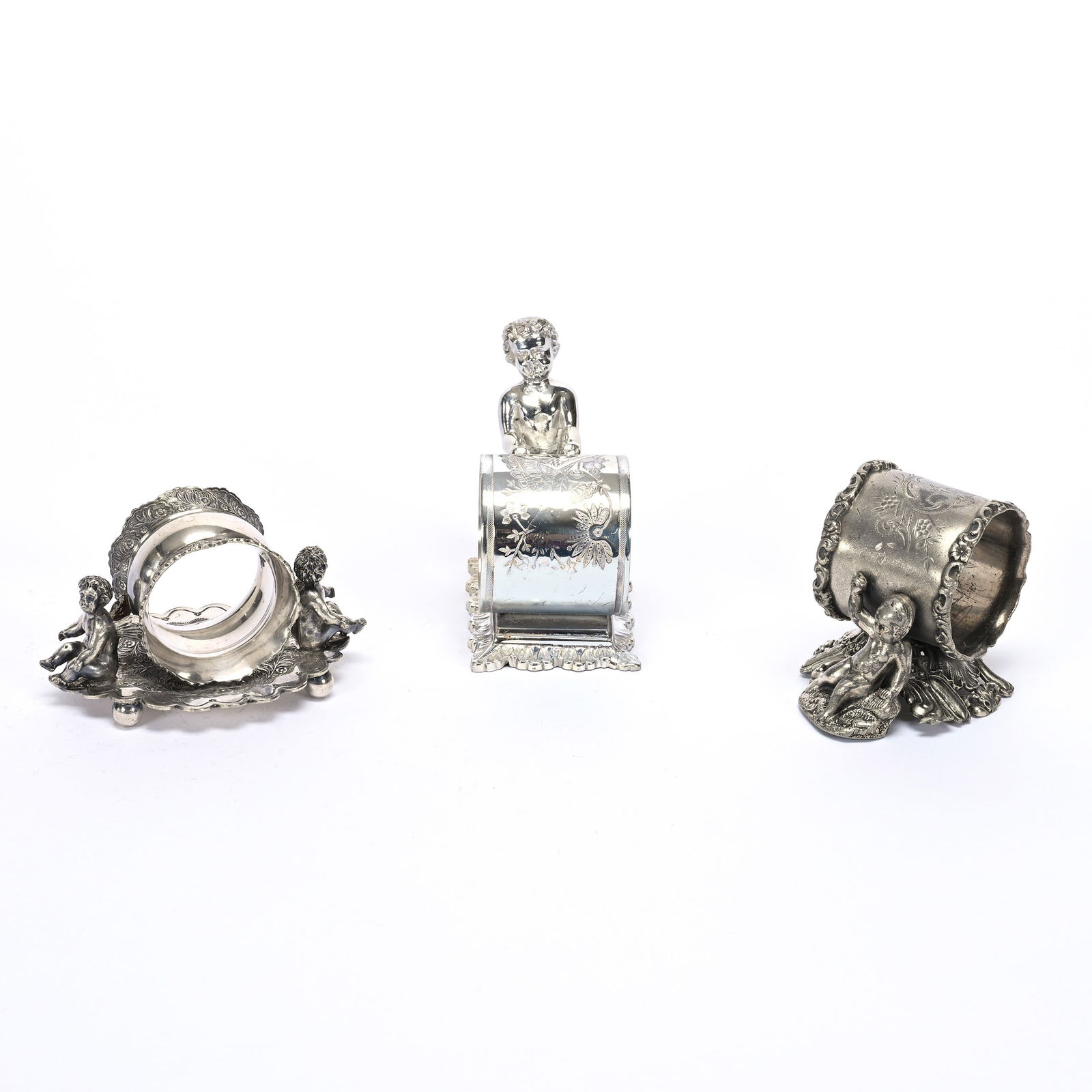 (3) Figural Napkin Rings, Silverplate, Cherubs/Puttis (1 of 3)