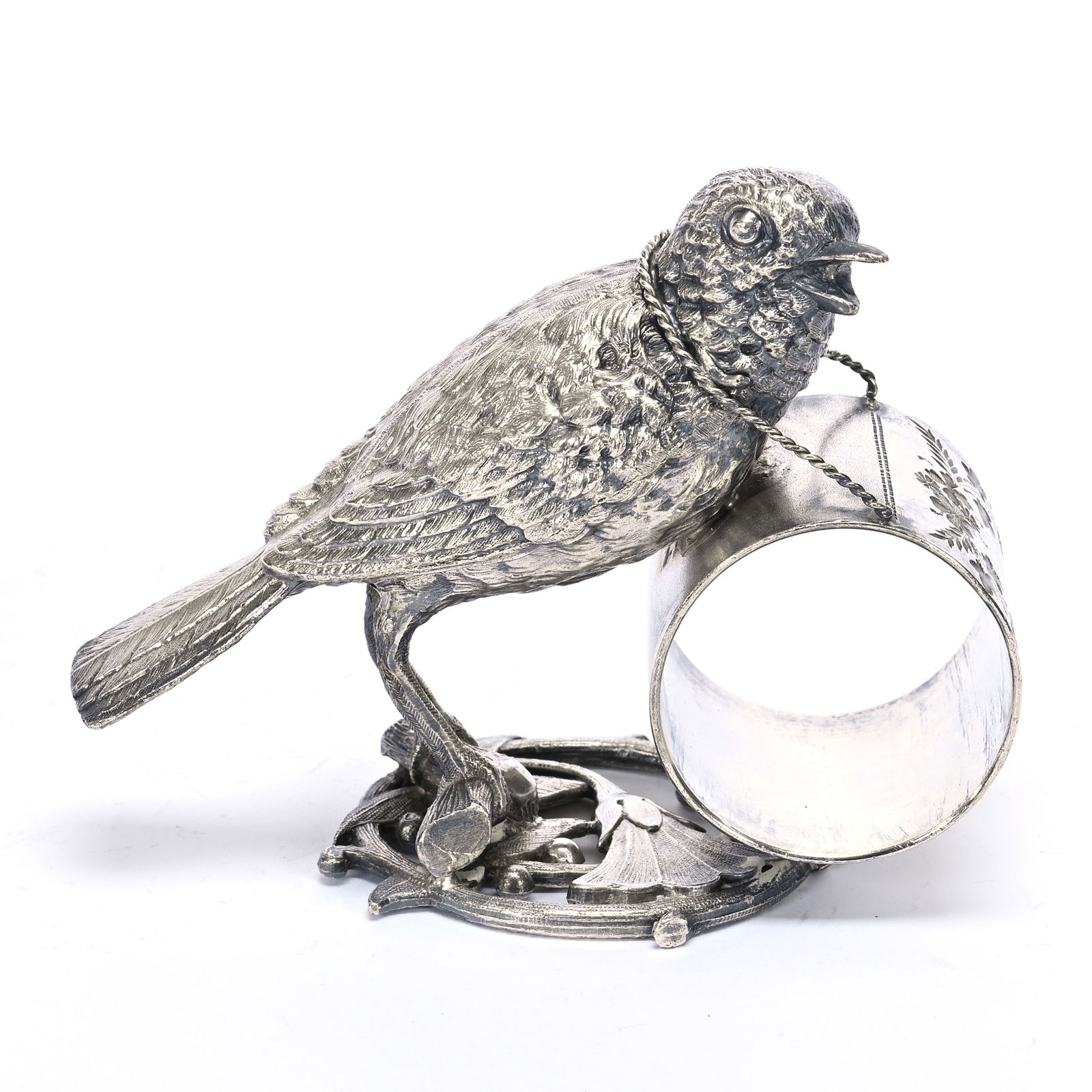 Figural Napkin Ring, Bird Carrying Ring Around Neck (1 of 3)