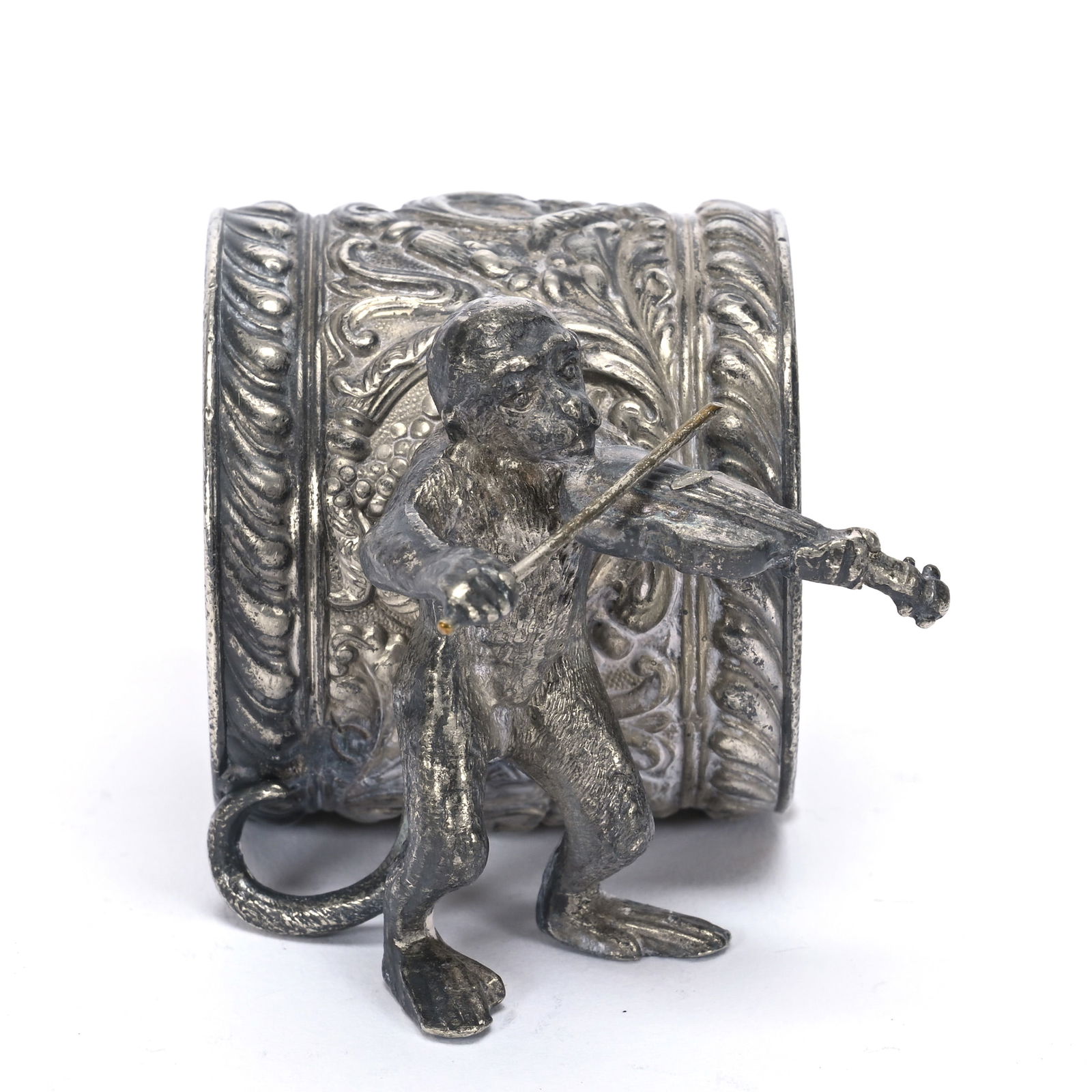 Figural Napkin Ring, Monkey Playing Violin (1 of 3)