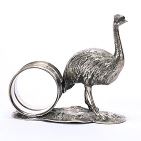Figural Napkin Ring, English Silverplate, Emu Bird