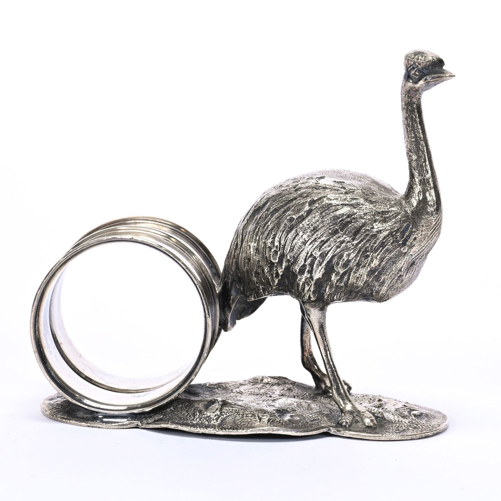 Figural Napkin Ring, English Silverplate, Emu Bird (1 of 3)