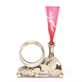 Figural Napkin Ring/Bud Vase, Floral Branch Design