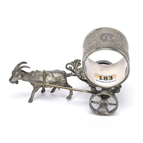 Figural Napkin Ring, Goat Pulling Cart