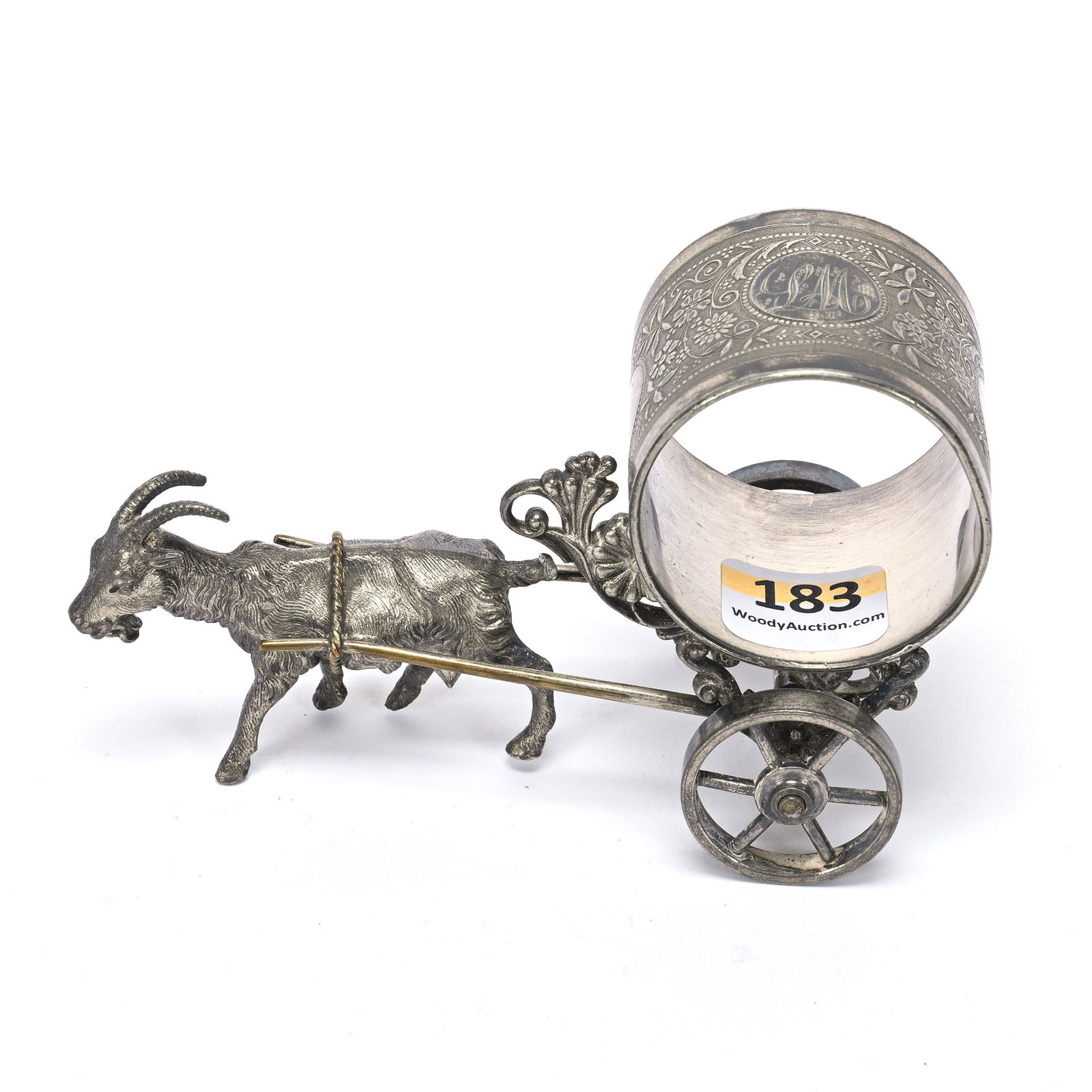 Figural Napkin Ring, Goat Pulling Cart (1 of 3)