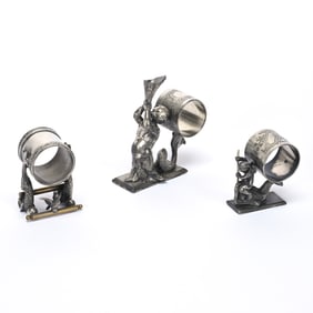 (3) Figural Napkin Rings, Dolphin Related