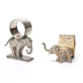 (2) Figural Napkin Rings, Elephant