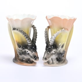 Pair Ibex Creamers, Royal Bayreuth Blue Mark