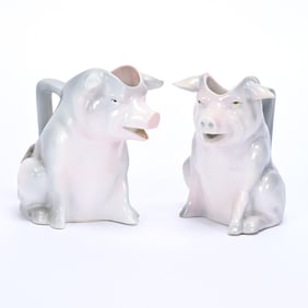 Pair Pig Creamers, Royal Bayreuth Blue Mark