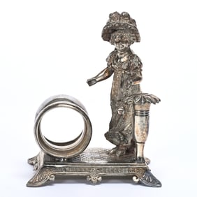 Figural Napkin Ring, Lady In Victorian Dress