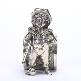 Figural Napkin Ring, Kate Greenaway Boy, Bat & Ball
