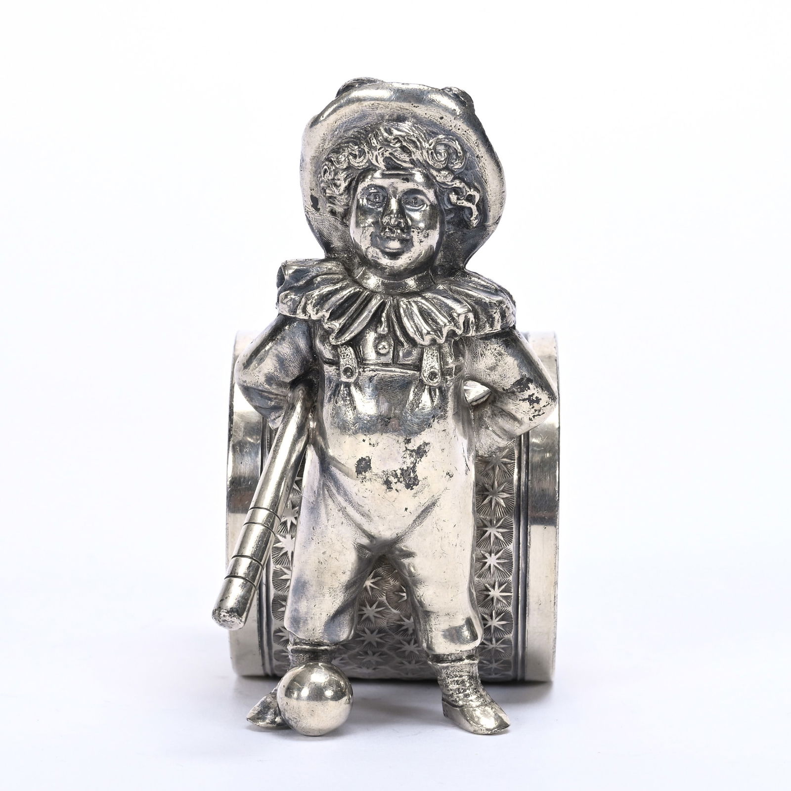 Figural Napkin Ring, Kate Greenaway Boy, Bat & Ball (1 of 3)