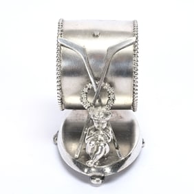 Figural Napkin Ring, Child, Hockey Sticks & Puck