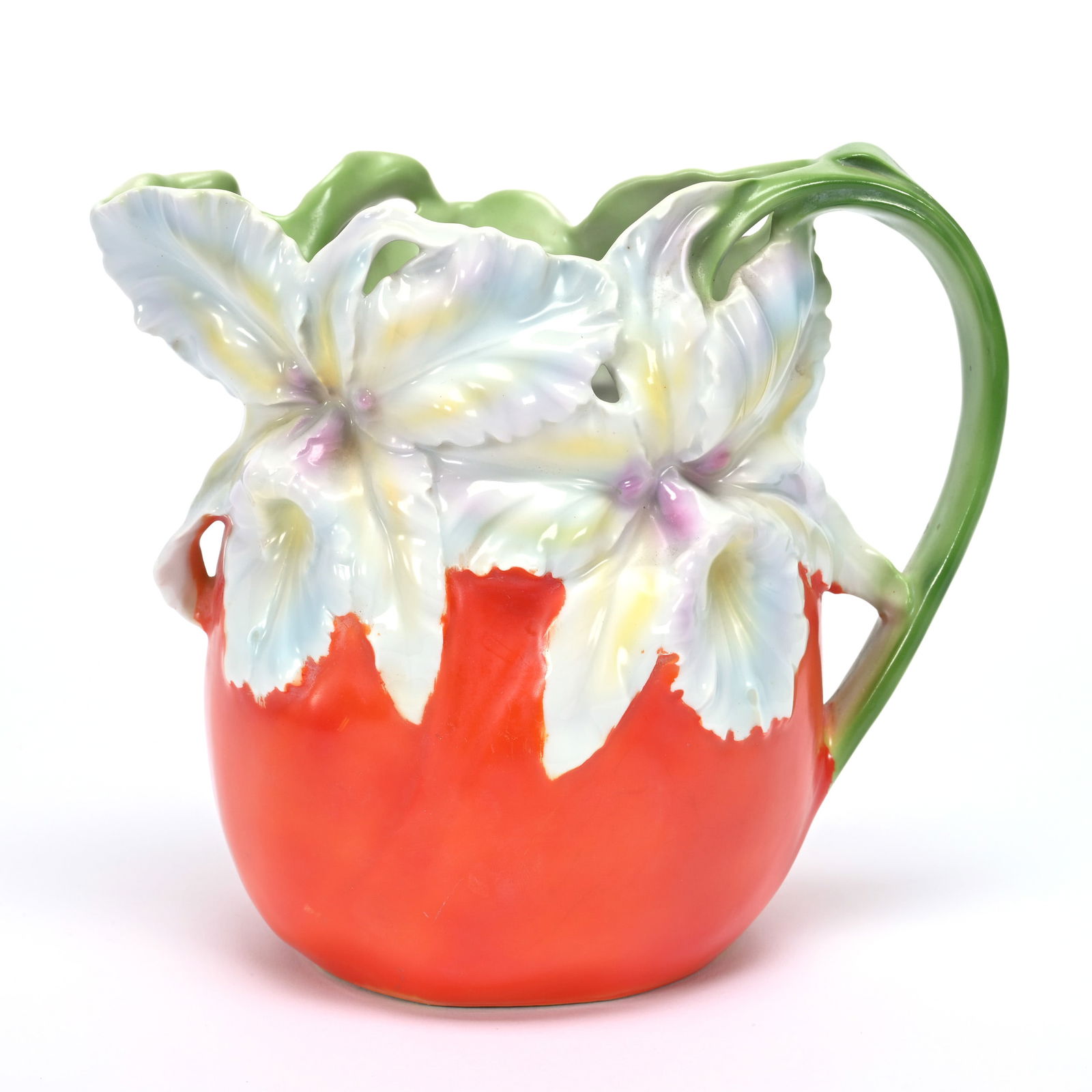 Red Orchid Water Pitcher, Royal Bayreuth Blue Mark (1 of 3)