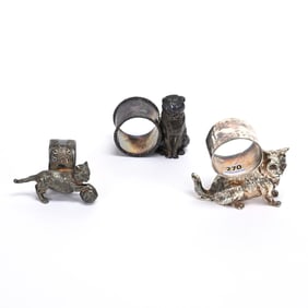 (3) Figural Napkin Rings, Cat Related
