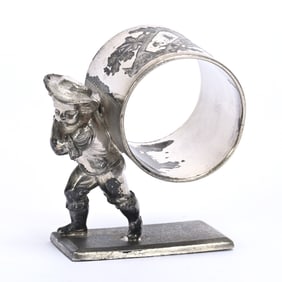 Figural Napkin Ring, Boy Carrying Ring On Back