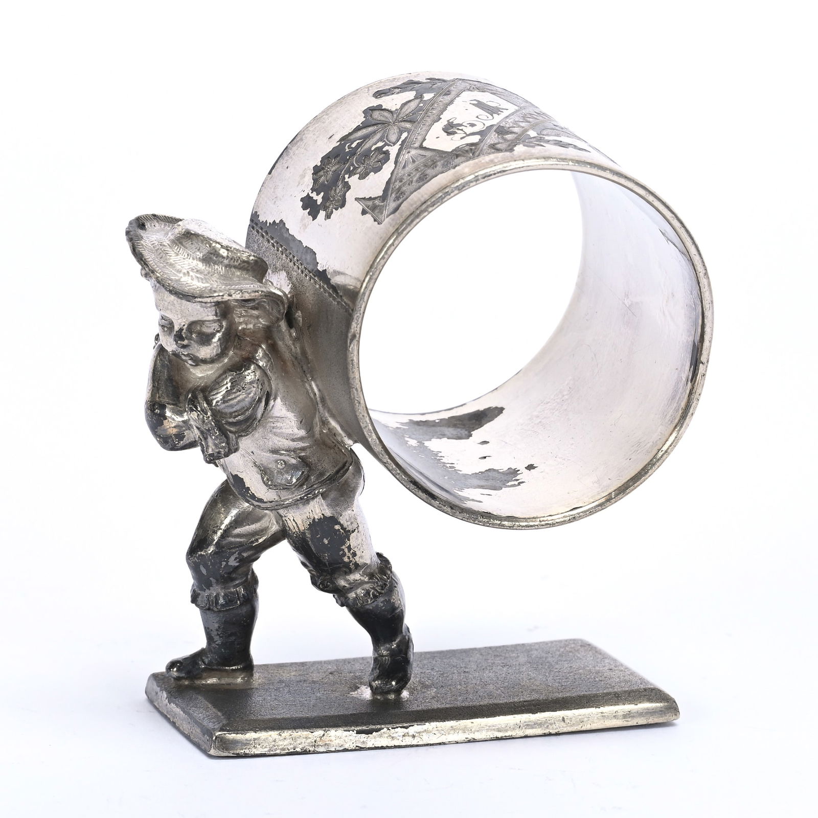 Figural Napkin Ring, Boy Carrying Ring On Back (1 of 4)