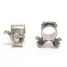 (2) Figural Napkin Rings, Squirrels