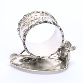 Figural Napkin Ring, Cherub, Heart, Wishbone