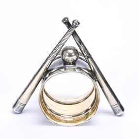 Figural Napkin Ring, Baseball & Two Crossed Bats
