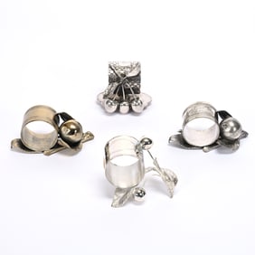 (4) Figural Napkin Rings, Fruit Branch Decor