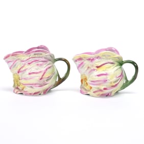 (2) Chrysanthemum Creamers, Royal Bayreuth Blue Mark