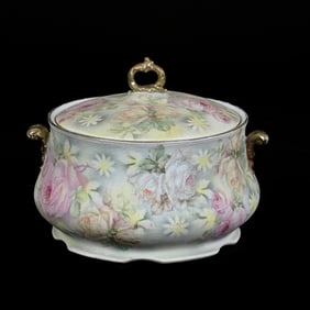 Rose Tapestry Cracker Jar, Royal Bayreuth Blue Mark