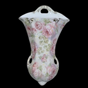 Rose Tapestry Wall Pocket, Royal Bayreuth Blue Mark